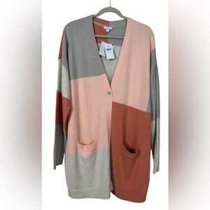 NWT J.Jill Pure Jill Colorblock Longline Cardigan Relaxed Spring Sz Large